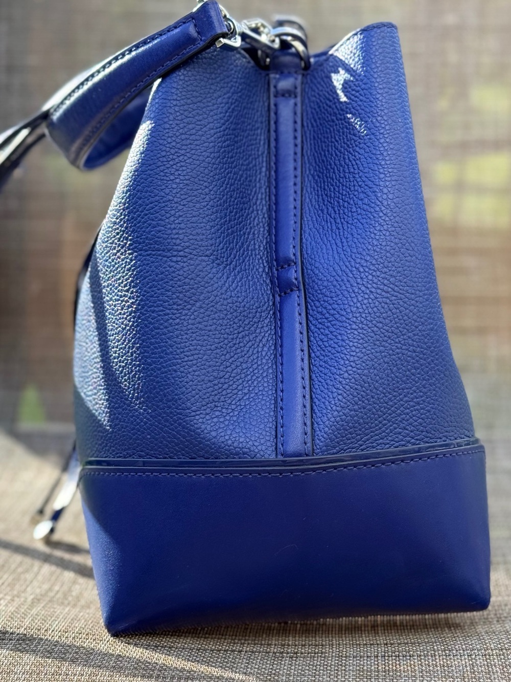 Michael Kors Royal Blue Leather Drawstring Bucket Shoulder Bag - Picture 6 of 13